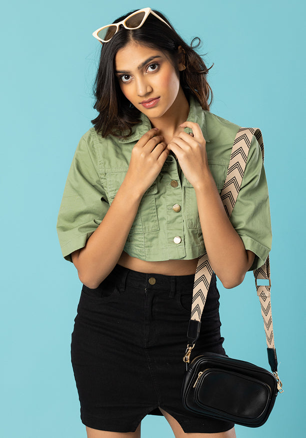 OLIVE GREEN FEMAL DENIM JKT