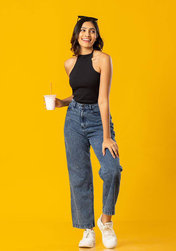 ISSABEL HALTER NECK BLACK TOP