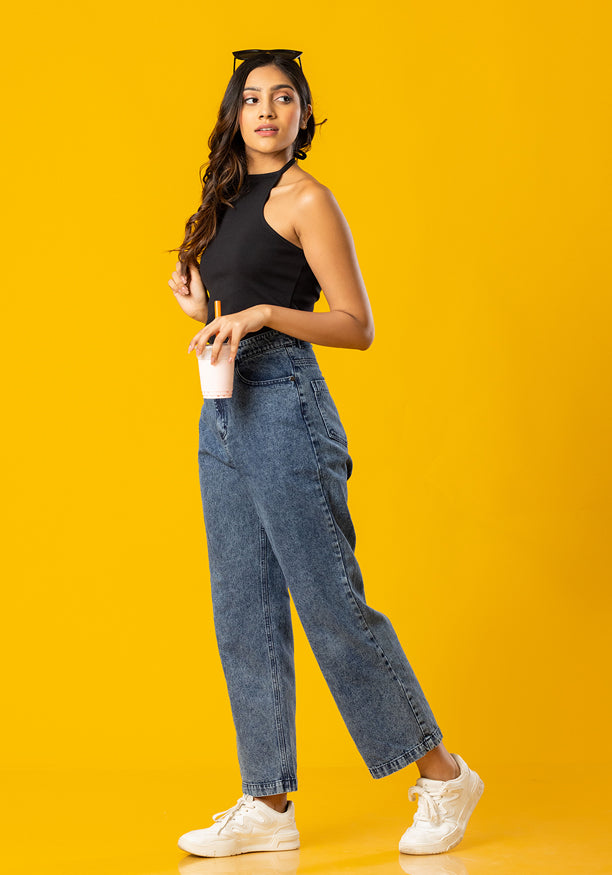 ISSABEL HALTER NECK BLACK TOP