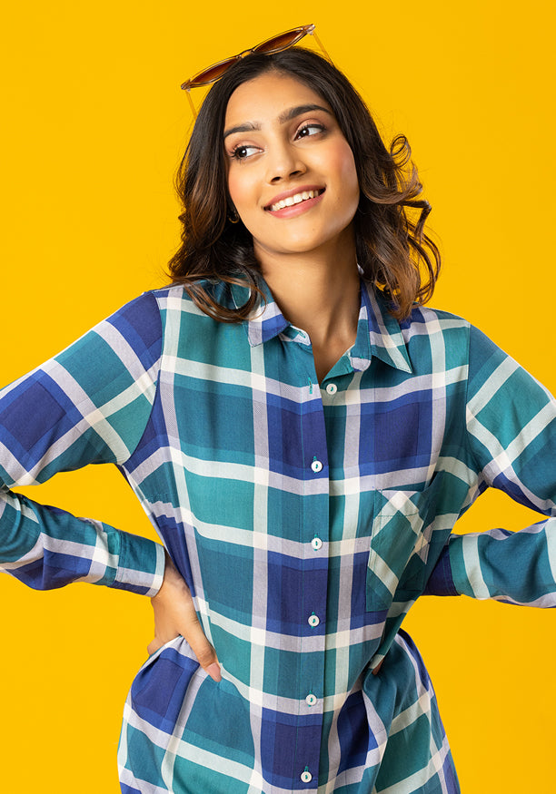 OCTAVIA LONG SLEEVE BLUE SHIRT