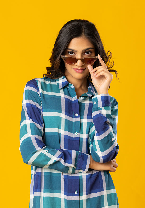 OCTAVIA LONG SLEEVE BLUE SHIRT