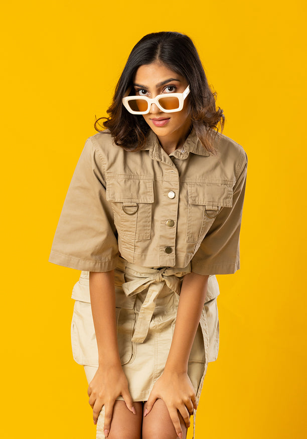 BEIGE FEMALE DENIM JKT