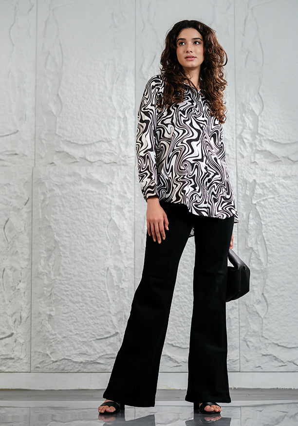 SHOPHIA BLACK LONG SLEEVE BLOUSE