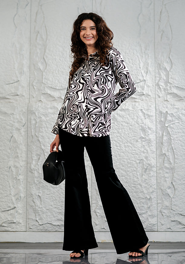 SHOPHIA BLACK LONG SLEEVE BLOUSE