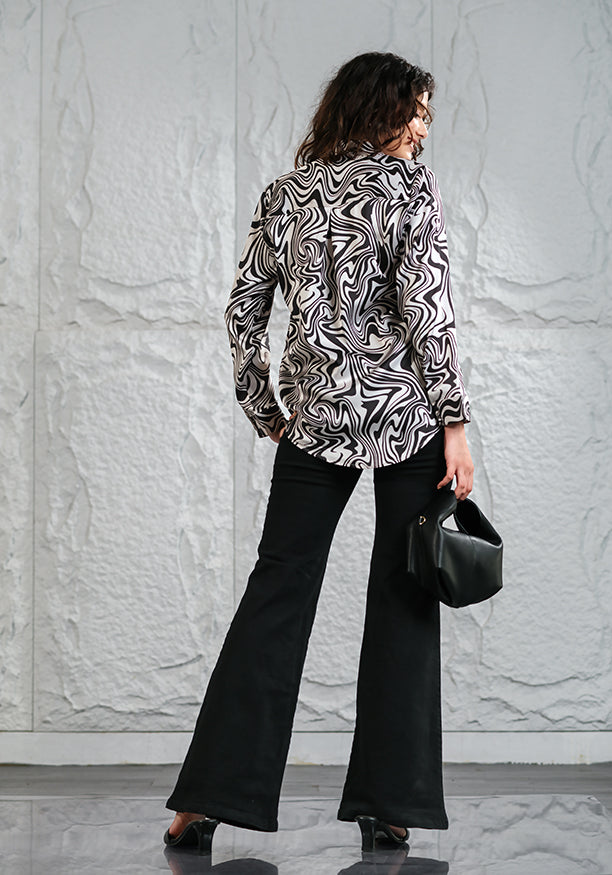 SHOPHIA BLACK LONG SLEEVE BLOUSE