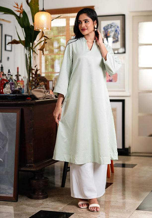 TAHIRA GREEN STRIPE KURTA