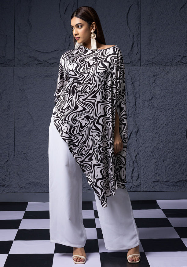 ANITTA BLACK & WHITE SATIN TOP