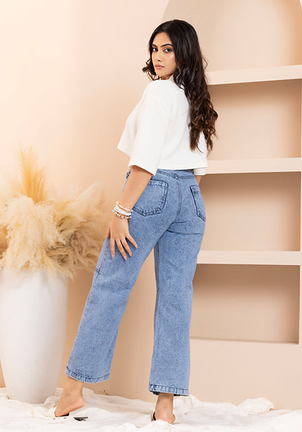 ACID WASH WIDE LEG PANT