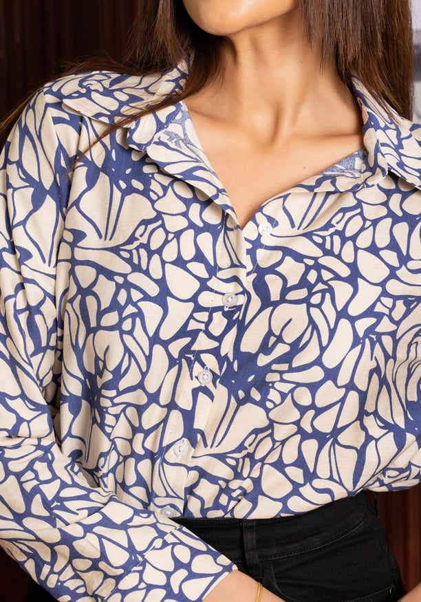 LISA LONG SLEEVE PRINTED BLOUSE