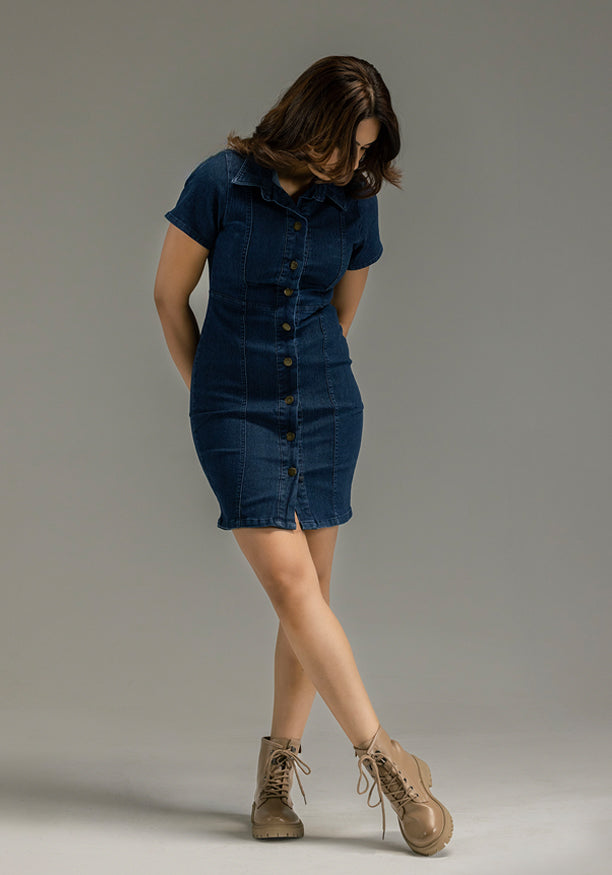 AXIA DARK BLUE DENIM DRESS 