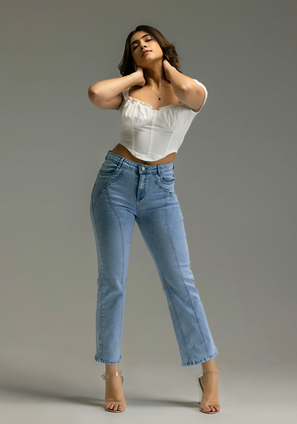 KAI ACID WASH DETAIL DENIM PANT