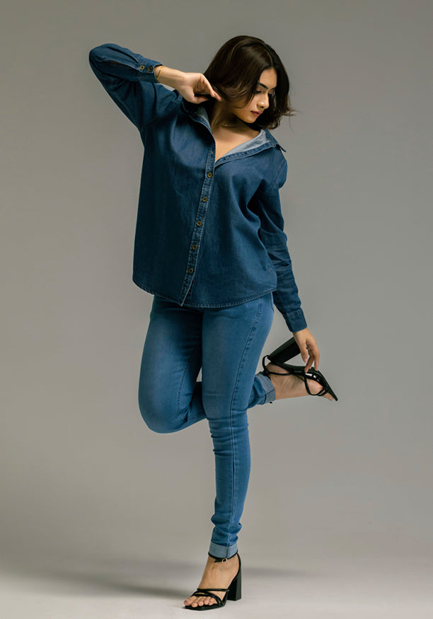 LOLA FOLDED HEM PENCIL CUT DENIM PANT