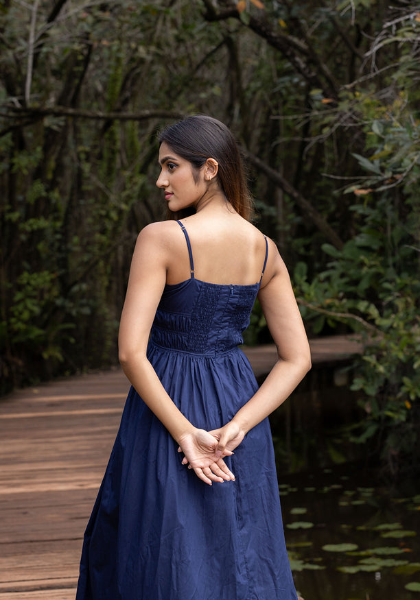 AERITH BLUE MAXI STRAP DRESS