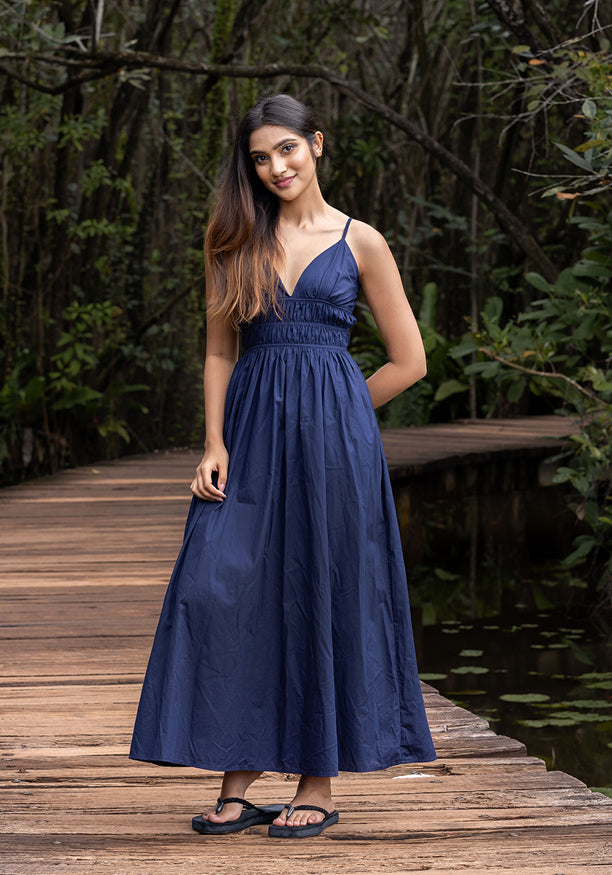 AERITH BLUE MAXI STRAP DRESS