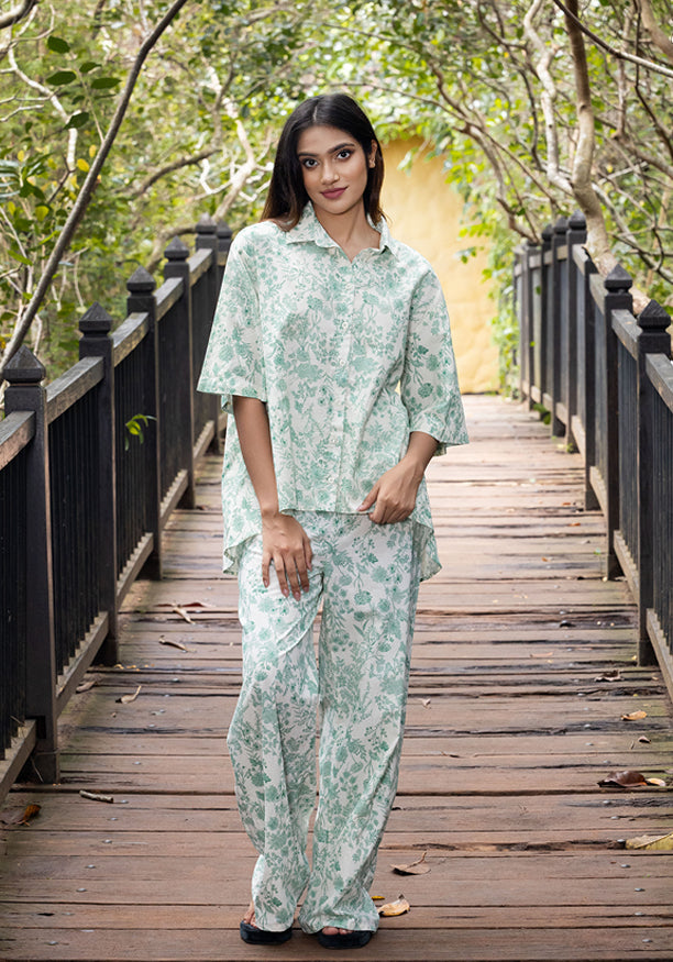 HEILI PRINTED HIGH LOW BLOUSE 