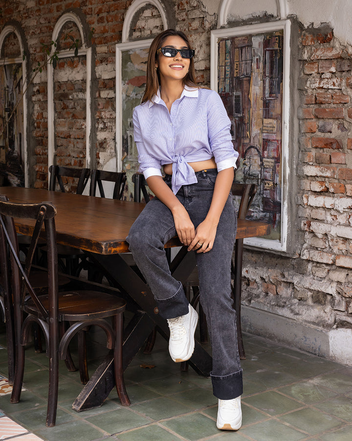 BLACK LOLA WIDE FOLD PANT