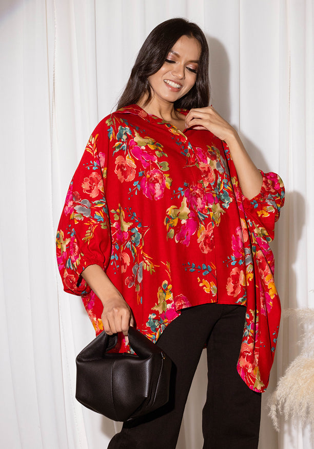 SHIFRA BAGGY RED SHIRT