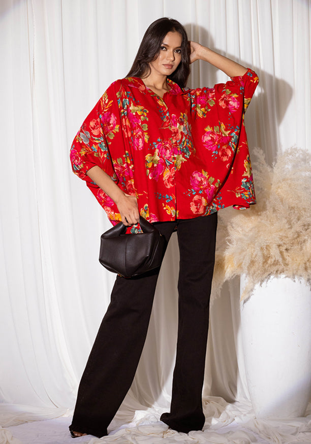 SHIFRA BAGGY RED SHIRT