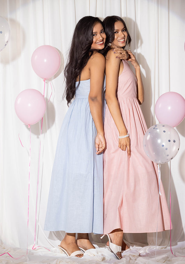 EMA HALTER BLUE DRESS