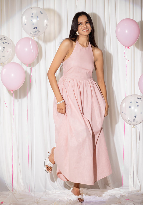 EMA HALTER PINK  DRESS