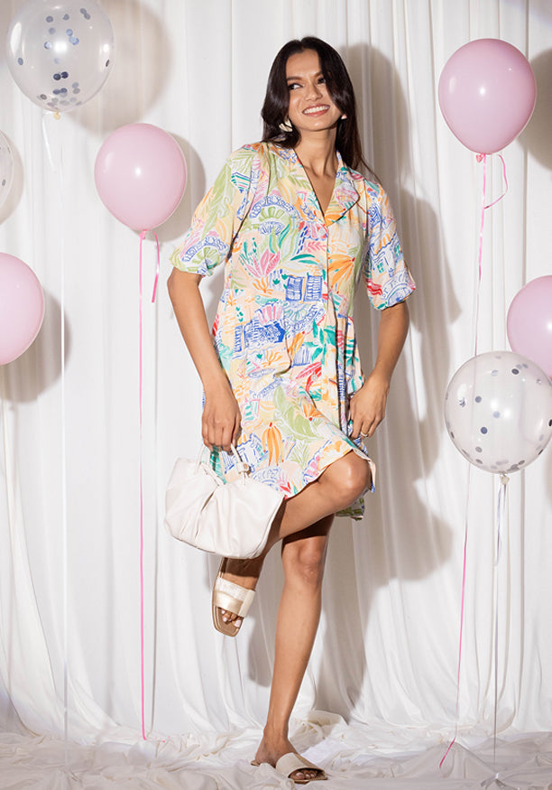 HAZEL PRINTED SHORT DRESS