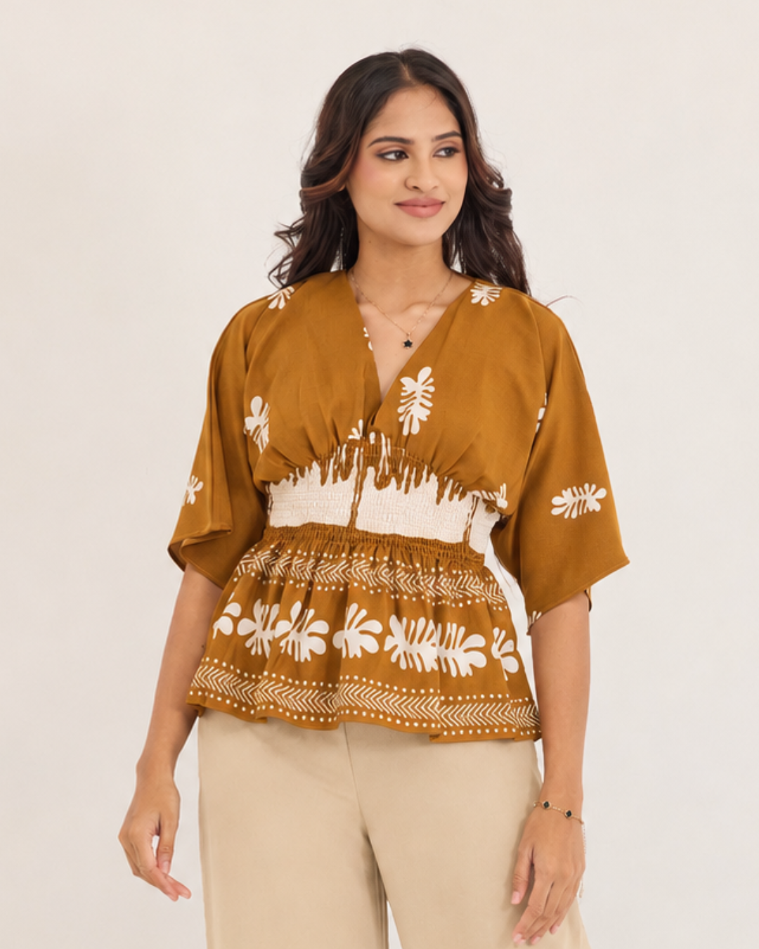 LAVONA SMOCKED BLOUSE