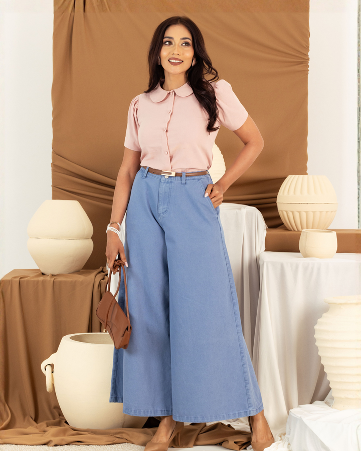 ORIELLA L/BLUE FLARED LEG DENIM PANT