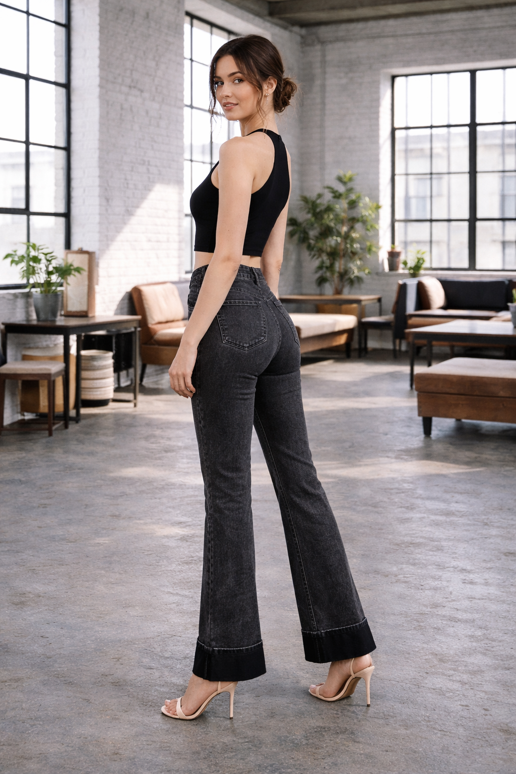 BLACK LOLA WIDE FOLD PANT