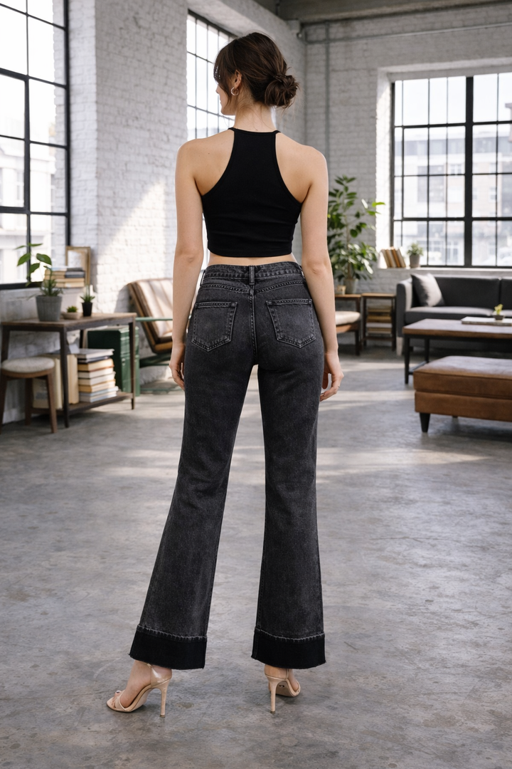BLACK LOLA WIDE FOLD PANT