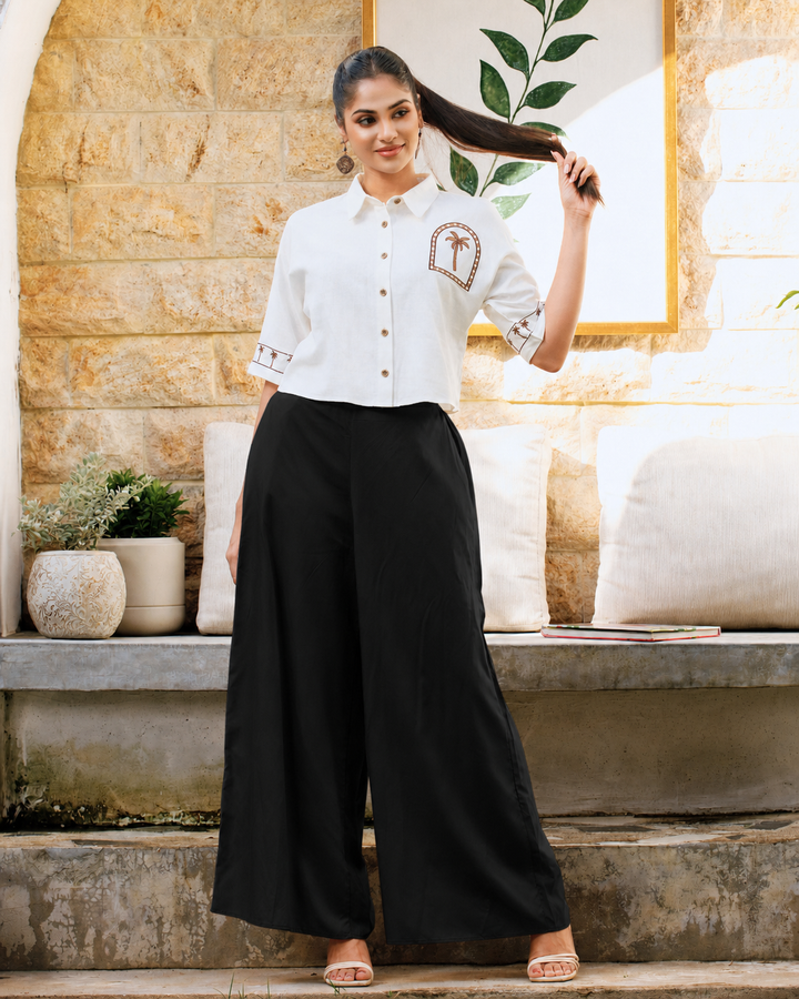 ZOEY BACK ELASTIC BLACK PANT