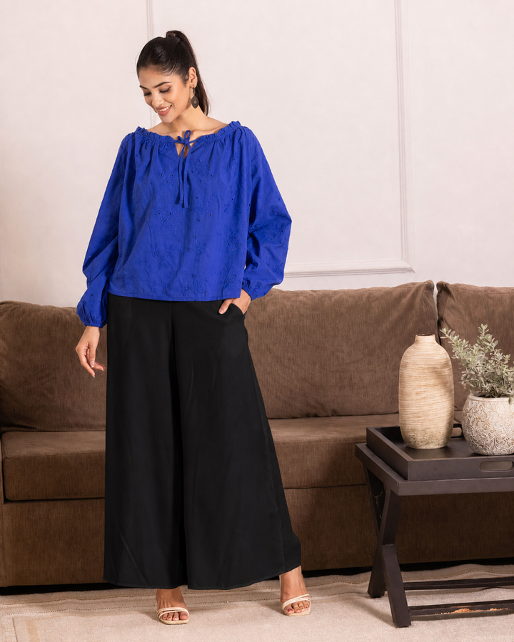 ZOEY BACK ELASTIC BLACK PANT