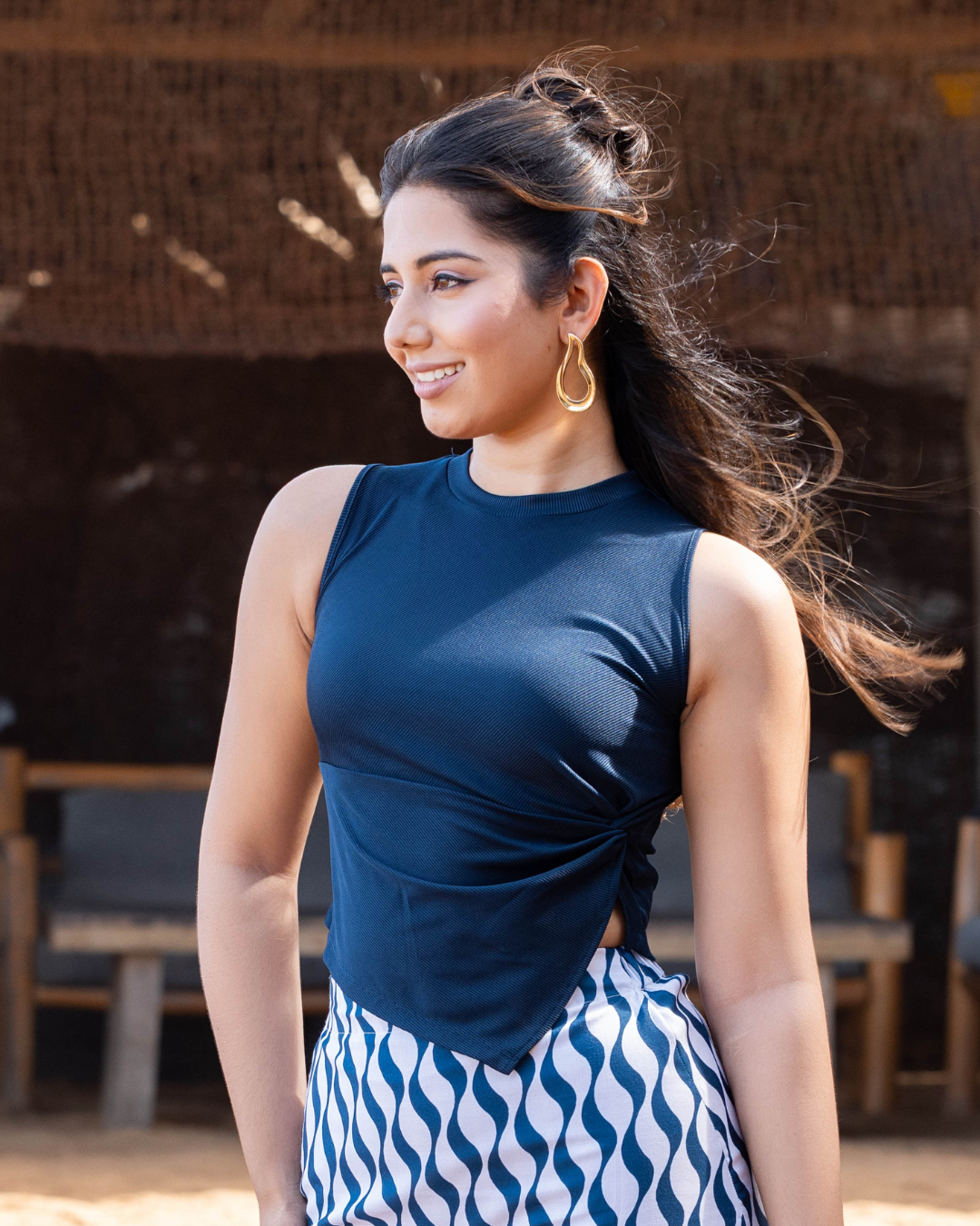 ZAYNE KNOTTED NAVY BLUE TANK TOP