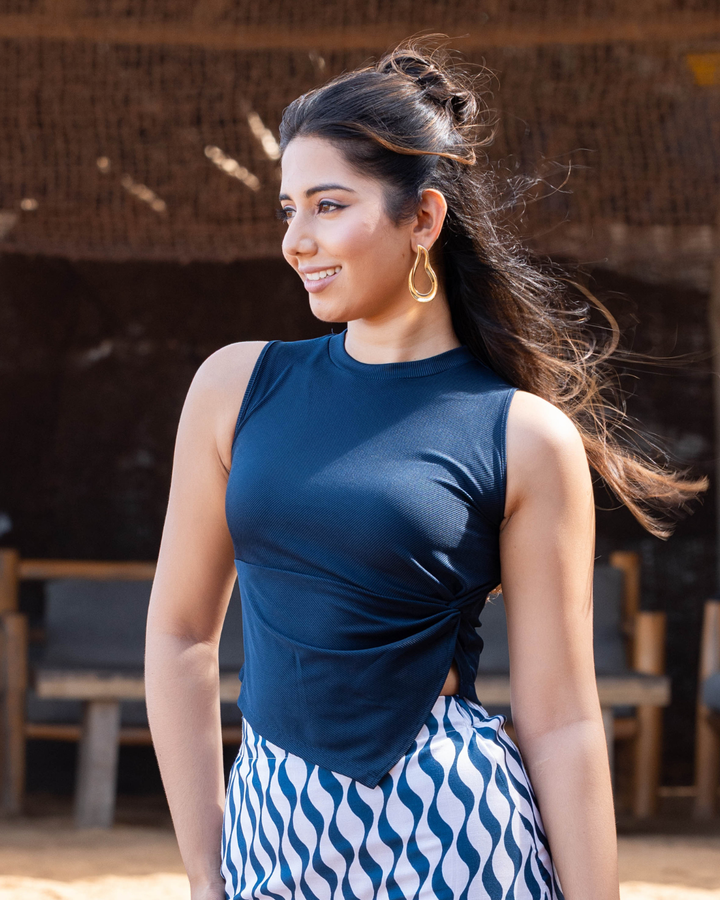 ZAYNE KNOTTED NAVY BLUE TANK TOP
