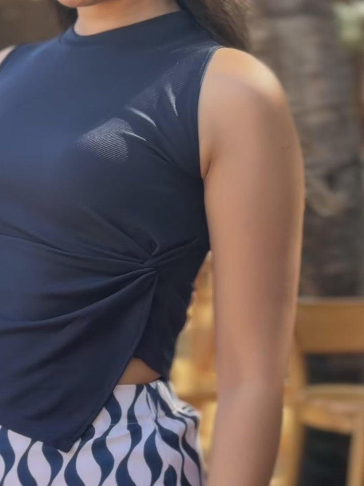 ZAYNE KNOTTED NAVY BLUE TANK TOP