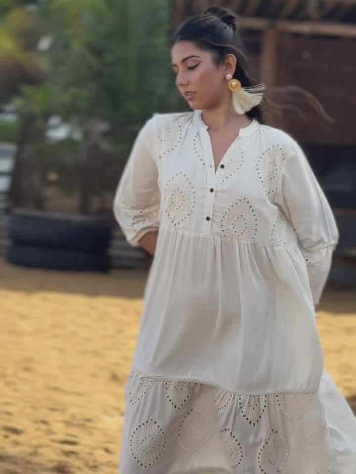 MARIA BUTTONED OFF WHITE MAXI DRESS