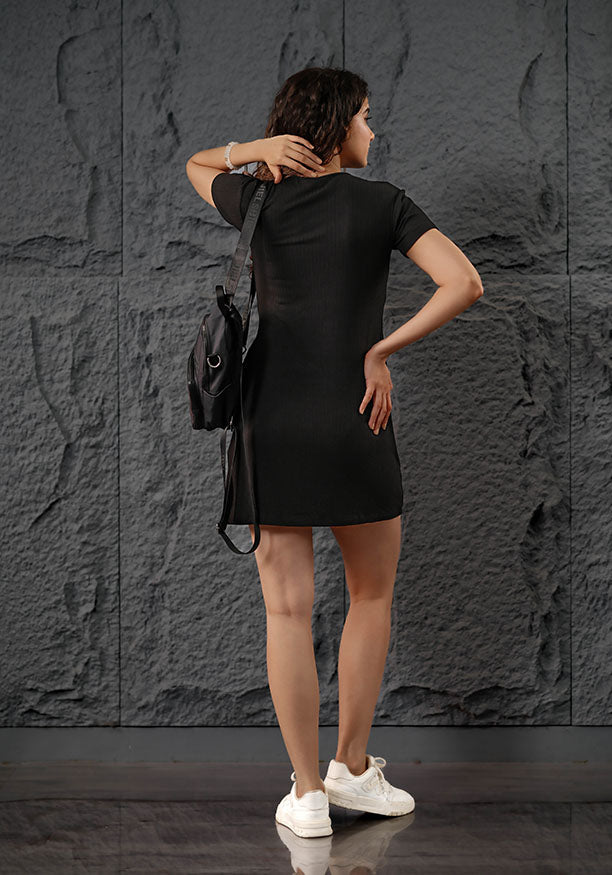 LYRA SIDE TIE UP BLACK DRESS