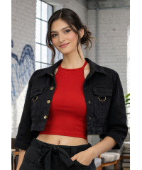 ISSABEL HALTER NECK RED TOP