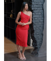 ANDREA ONE SHOULDER RED DRESS