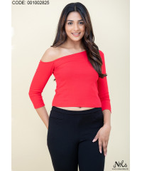CORALINA RED ONE SHOULDER T SHIRT