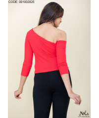 CORALINA RED ONE SHOULDER T SHIRT