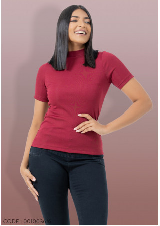 MAROON HIGH NECK T SHIRT