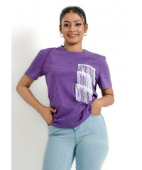 LAYERED EMBELLISH PURPLE T SHIRT