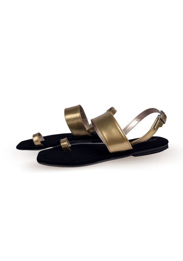 MUJER GOLD AND BLACK SLIPPER