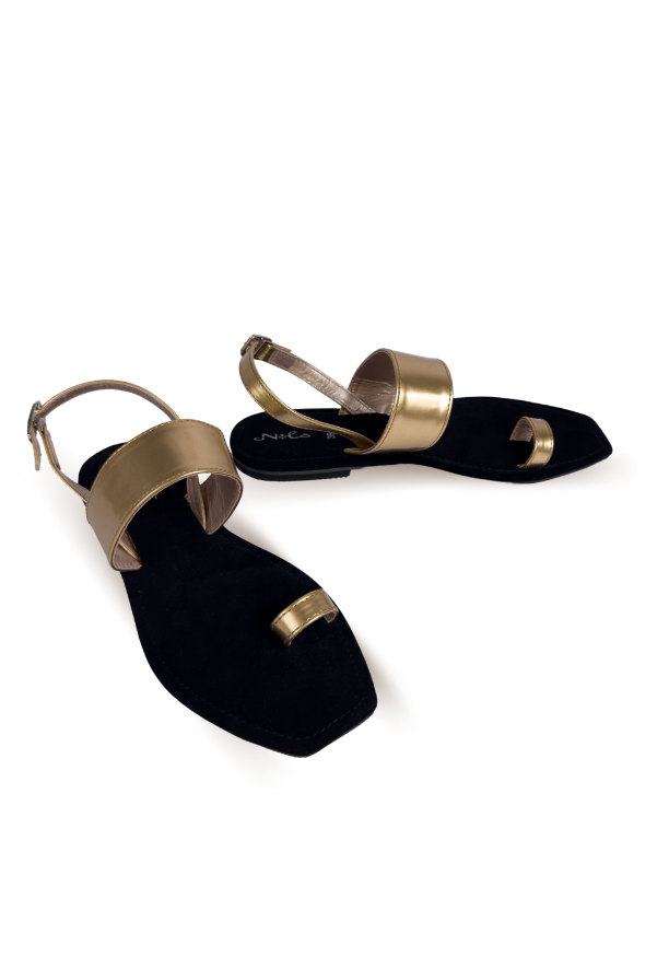 MUJER GOLD AND BLACK SLIPPER