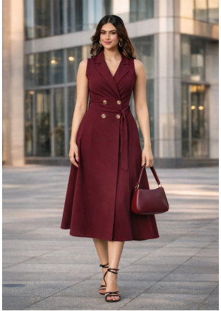 KATEY SLEEVELESS MAROON DRESS 