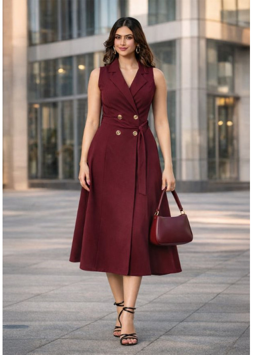 KATEY SLEEVELESS MAROON DRESS 