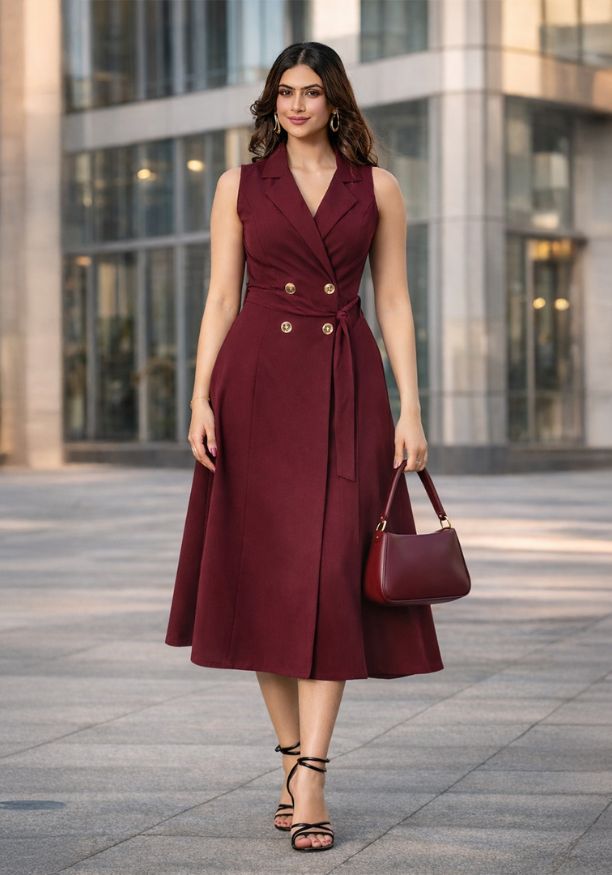KATEY SLEEVELESS MAROON DRESS 