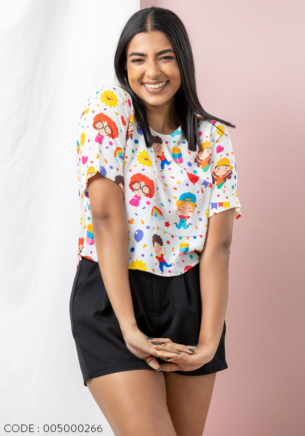 ABI ABSTRACT PRINT VANILLA CROP TOP 