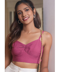BACK KNOT PINK STRAPY CROP TOP 