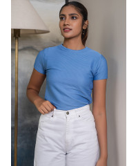 EVA RIB BLUE CROP TOP 